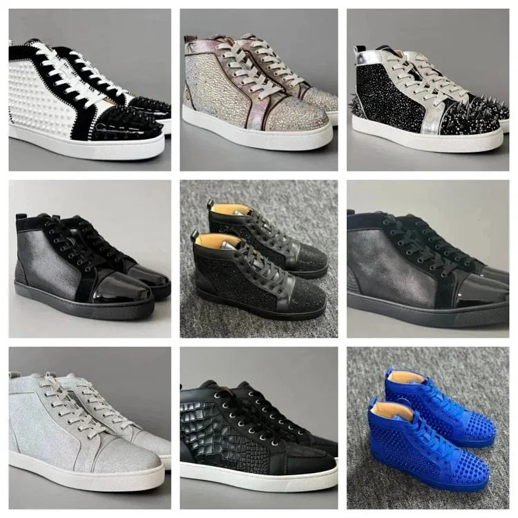  Christian Louboutin CL calfskin round toe lace-up high-top sneakers  7526999690  