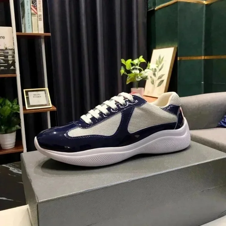 PRADA patent leather lace-up durable low-top sports casual shoes  7530864199  