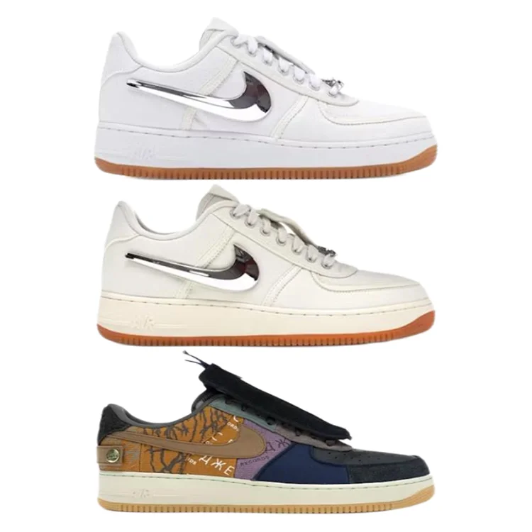 Travis Scott Nike Air Force 1 Sail collaboration with a hook-swapped low-top sneaker  