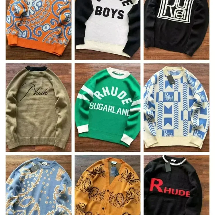 RHUDE New Simple Contrast Color Design Letter Loose Sweater  7550717613  