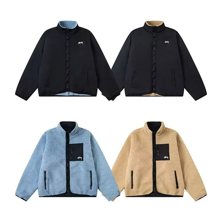 Stussy fleece double-sided zip-up collar warm jacket   7697741761  