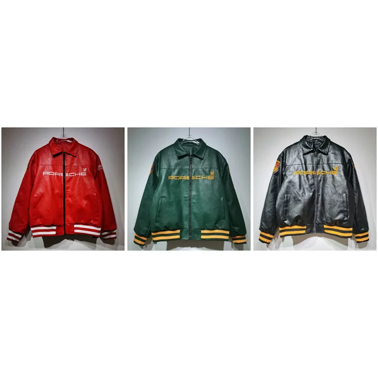 Aime Leon Dore x Porsche Leather Embroidered Zip-Up Ribbed Jacket  7698261253  