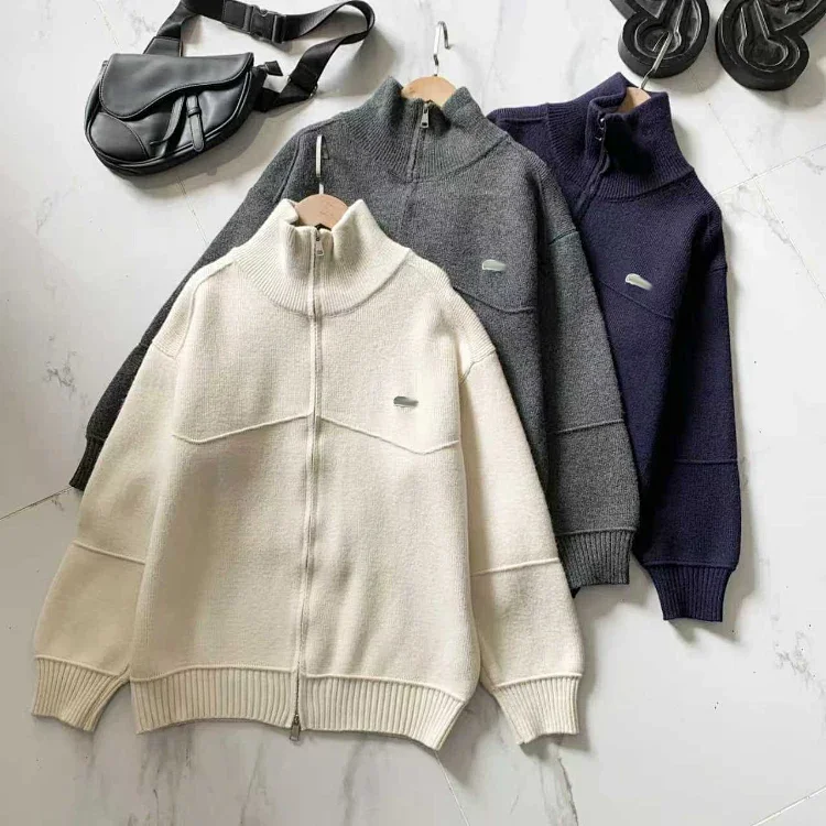 Lacoste simple stand-collar zip-up knitted cardigan jacket   7704932823  