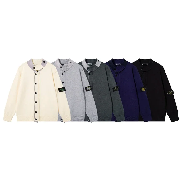Stone Island Classic High-Neck Single-Breasted Knitted Cardigan Jacket 7713040122  