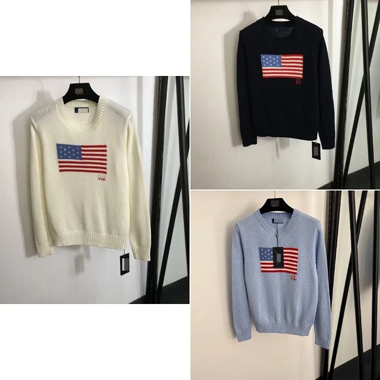 Polo Ralph Lauren new long-sleeved crewneck knit sweater with American flag pattern  7712955560  