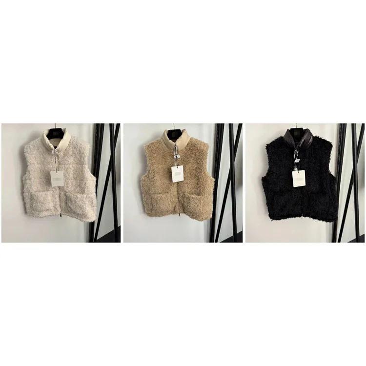 Moncler new down vest with stand-up collar and contrasting lambskin trim  7710199027  