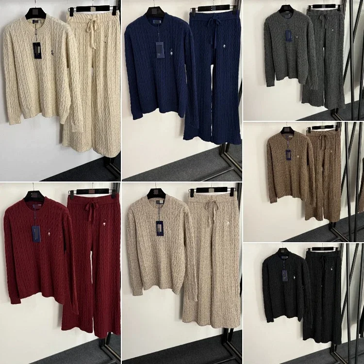 Polo Ralph Lauren embroidered cable-knit striped sweater set  7710538825  