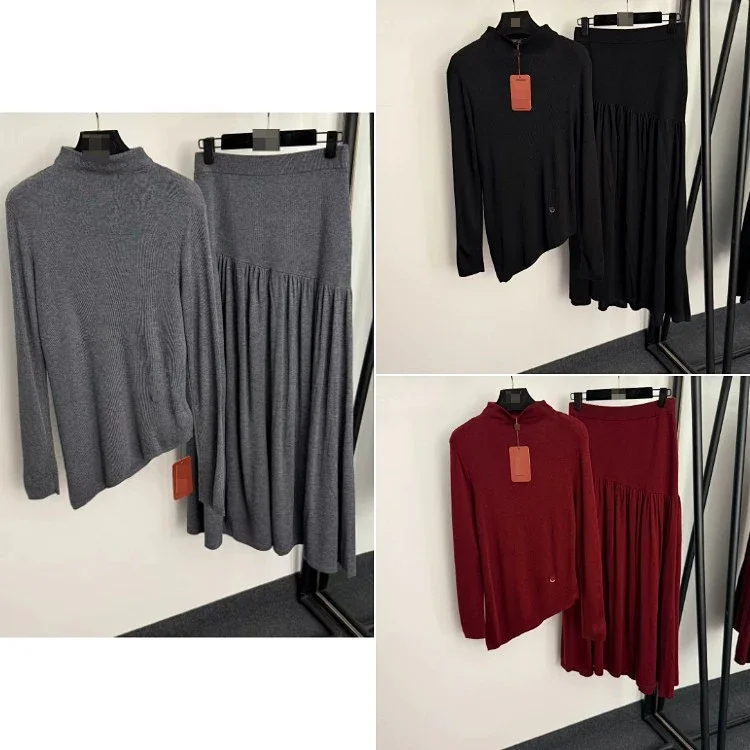 Loro Piana new wool knit set with irregular slanted hem  7710637717  