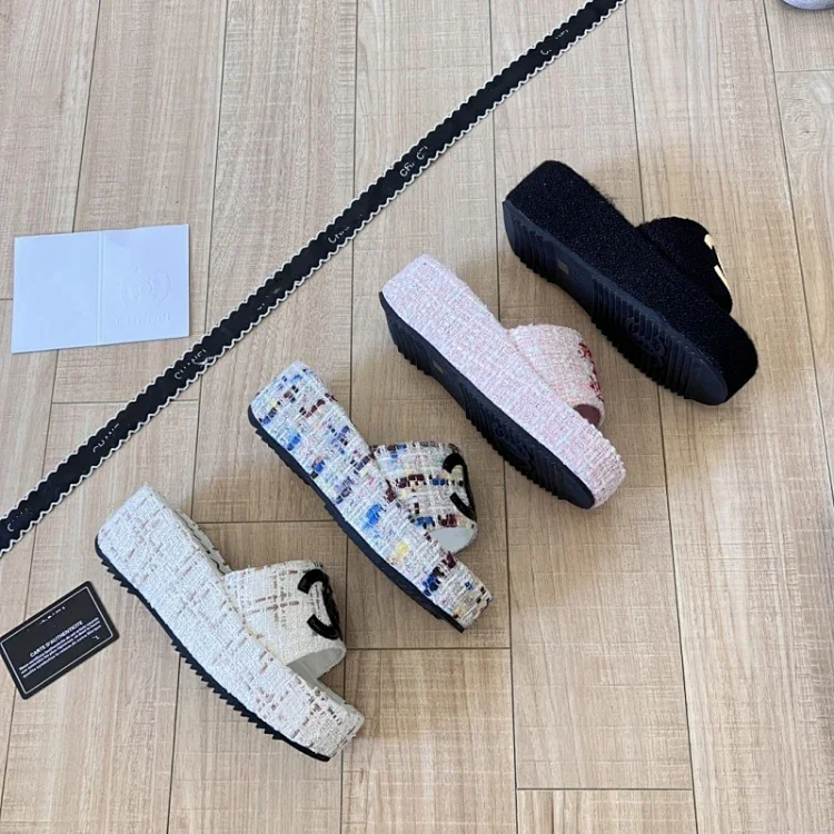 Chanel new embroidered platform beach sandals  7713767562  