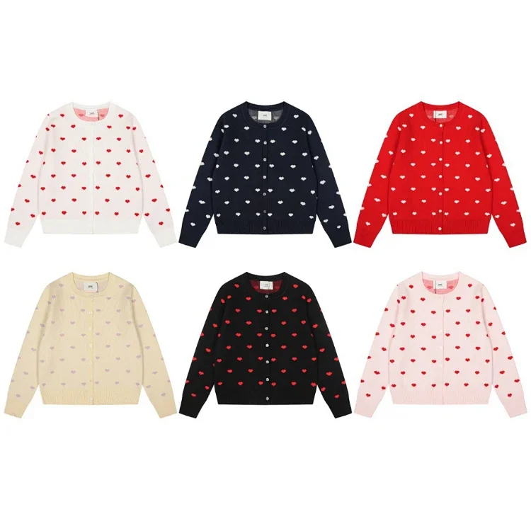 AMIPARIS New Heart Print Jacquard Knit Sweater 7825553926  